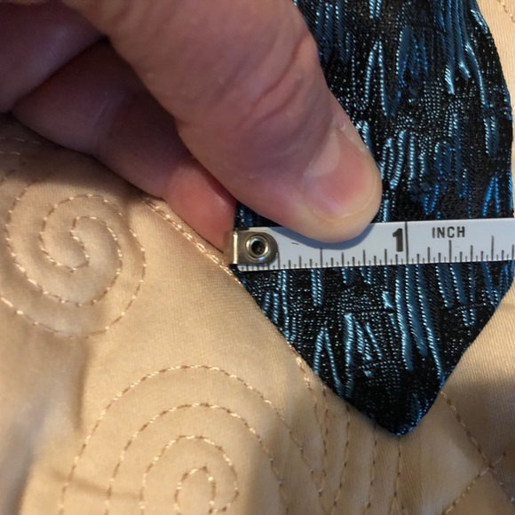 Vintage skinny teal necktie by Fling beautiful abstract retro design Made in USA - Picture 10 of 12